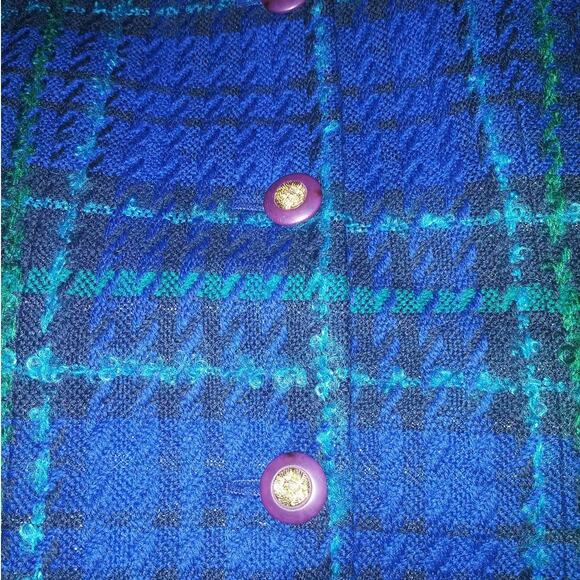 Vintage Talbots Blue & Green Tartan Plaid Wool Blend Clueless Blazer Sz 4 - Picture 4 of 8